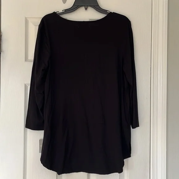 Liz Claiborne NWT Black Tunic Length Top - Picture 2 of 6